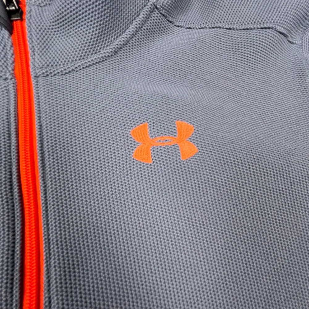Under Armour Quarter Zip Pullover Mens 2XL Grey Orange Athletic Fleece Gym Top - Picture 8 of 15